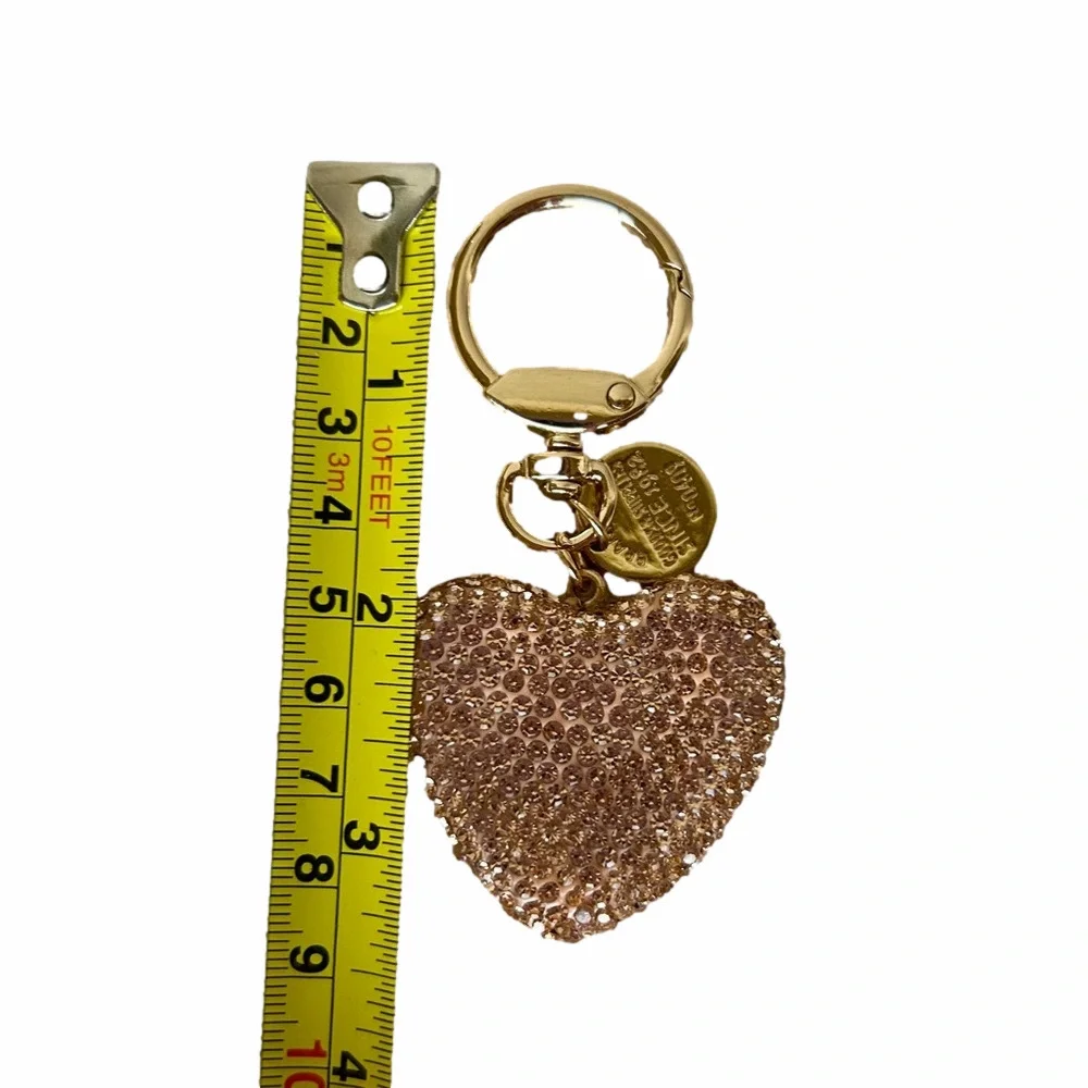 Sparkling Gold Heart Keychain with Rhinestones